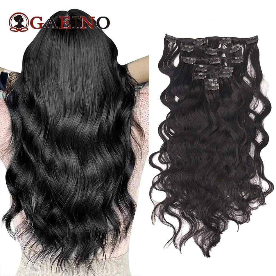 12A Natural Wave Clip In Human Hair Extensions 100% Remy Human Hair Clip In 120G 7Pcs/Set Full Head For Women 14-24Inch - AIAZ