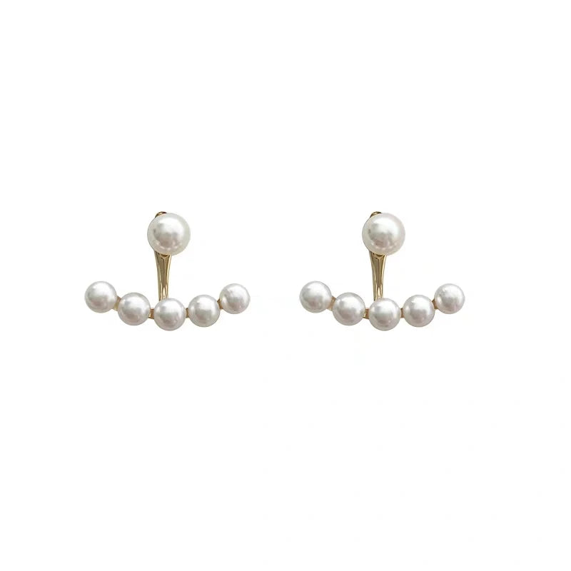 New Imitation Pearl Stud Earrings for Women Geometric Crystal Zircon Stars Earring Girls Birthday Party Banquet Jewelry