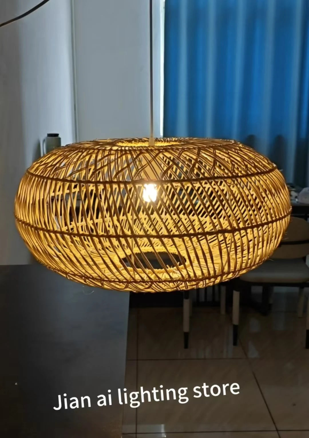 Japanese Style Wooden Woven Handmade Pendant Lights Restaurant Bedroom Study Room Chandelier Pastoral Rattan Tatami Chandeliers