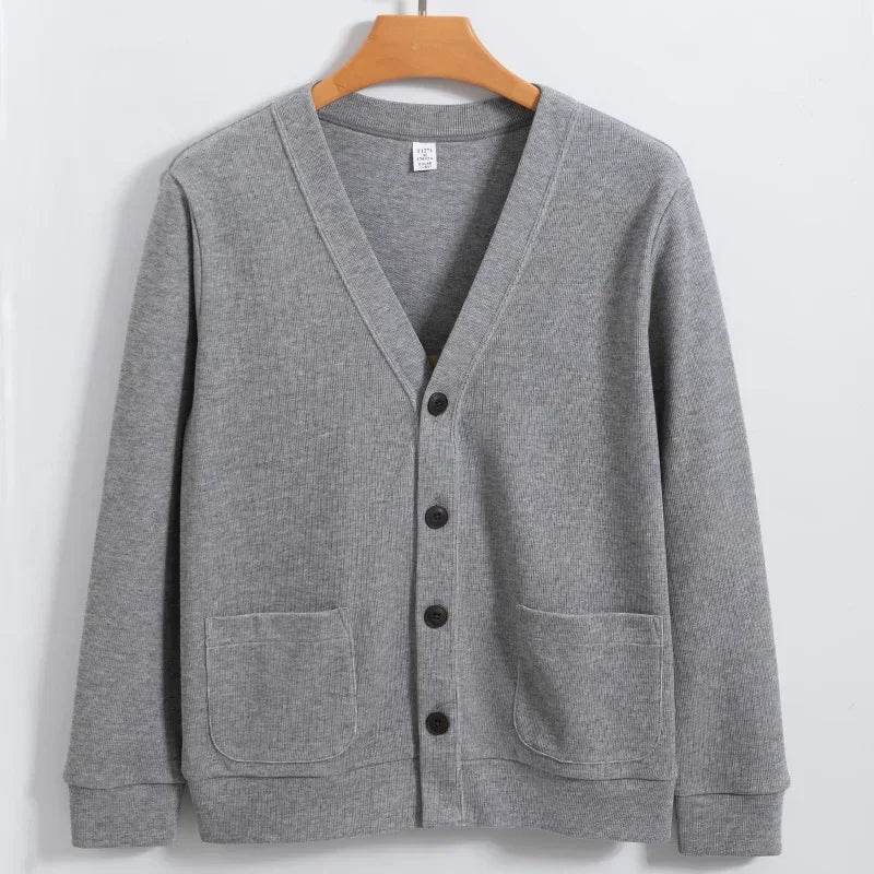 BROWON New Knitted Sweater Cardigan Men 2025 Autumn Solid Casual Man Clothes Korean Fashion 80% Cotton V-Neck Collar Sweater Men - AIAZ