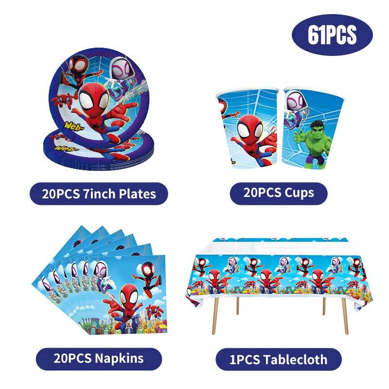 Spidey And His Amazing Friends Birthday Decoration Party Supplies Paper Cups Plates Napkins Tableware Tablecloth Kids Balloons - AIAZ