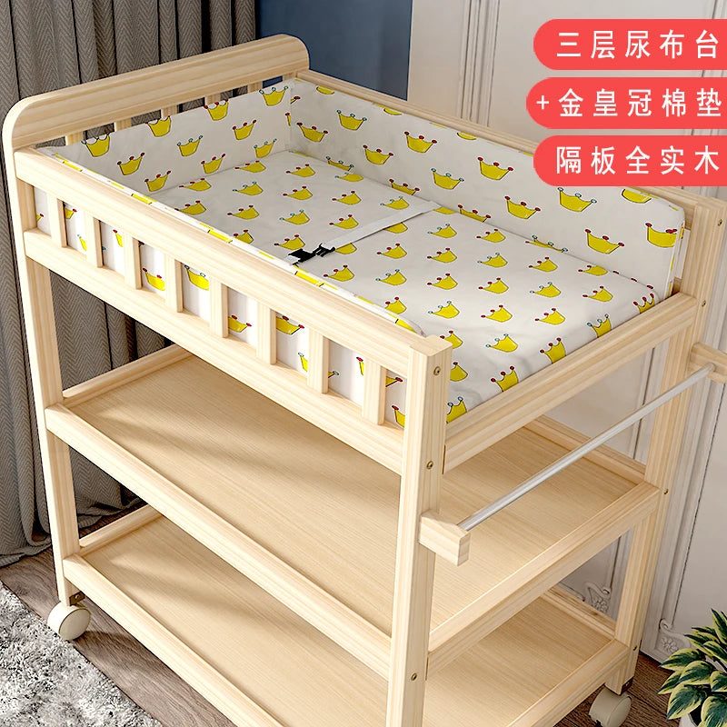 ZZ solid wood diaper changing table mobile care bath massage multi-functional baby newborn changing table