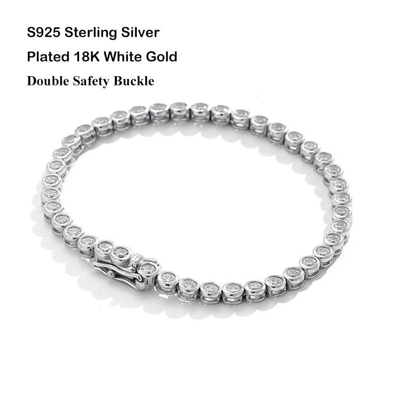 EWYA Luxury Bubble 2/3mm D Color Full Moissanite Tennis Necklace for Women S925 Silver Plated 18K Diamond Neck Chain Necklaces