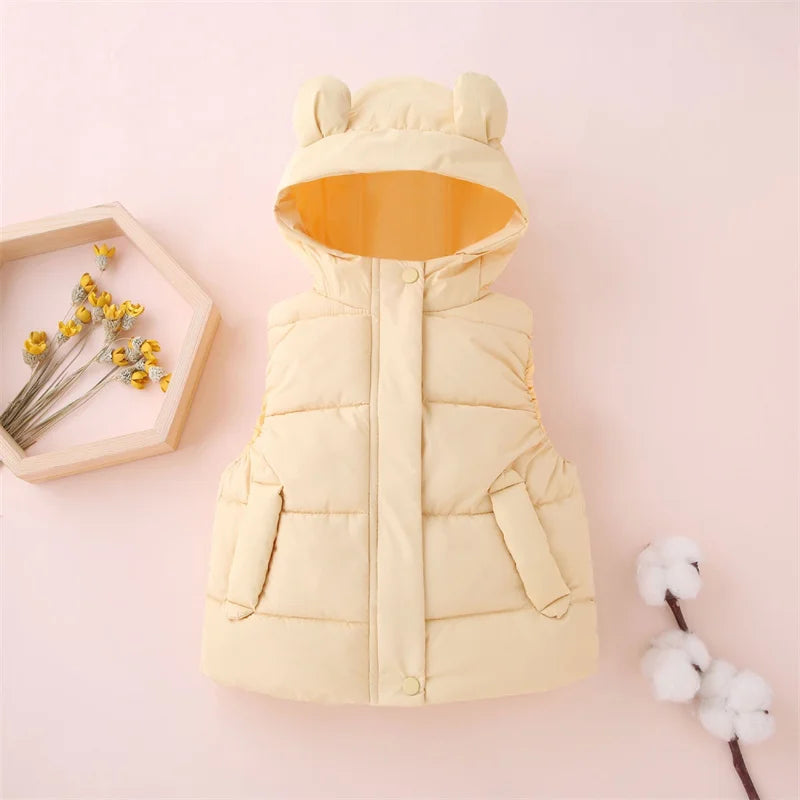 Fashion Boys Girls Hooded Warm Down Vests Autumn Winter Kids Clothing Baby Jacket Waistcoat 2023 New Children Zipper Vests
