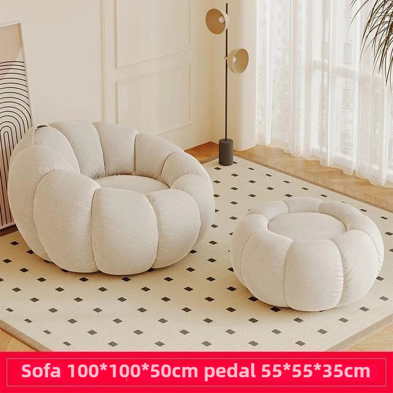 Nordic Lazy People Sofa Cute Pumpkin Cloud Shaped Sofa Chair Balcony Leisure Chair Living Room Single Relaxation Sofa Furniture