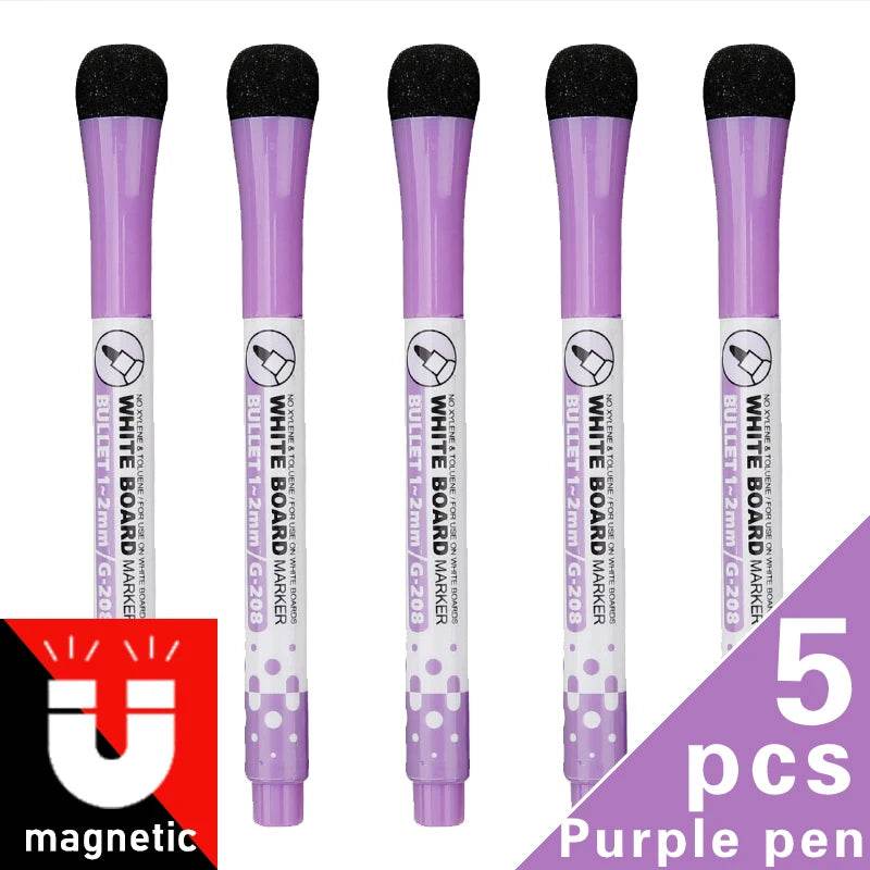 1 Set School Classroom Supplies Magnetic Erasable Whiteboard Pens Markers Dry Eraser Pages Children's Drawing Pen Board Markers - AIAZ