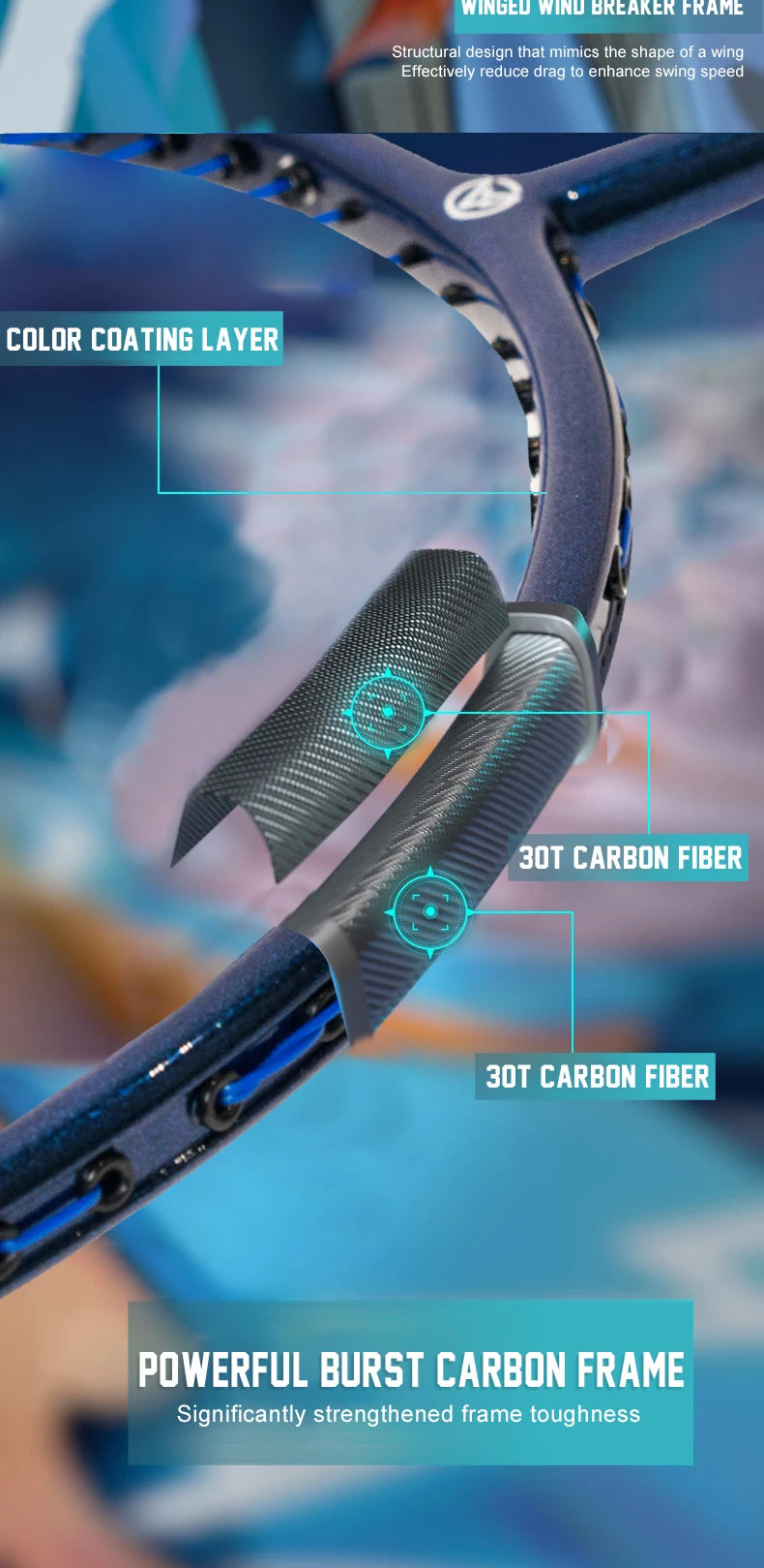 ALP LT 2Pcs/lot 100% Carbon Fiber Elastic 4U 30Lbs Racket Offensive and Defensive Professional Badminton Racket With Bag