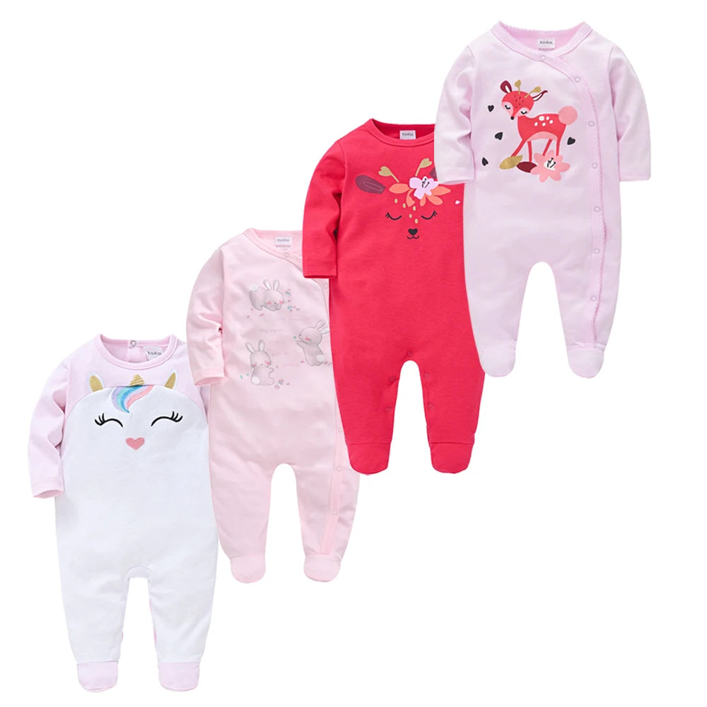 3/4 Pcs a lot Kavkas Baby Boy Rompers Newborn Cotton Girls Clothes Long Sleeve Summer Soft Jumpsuit O-neck 0-12m Onesie Clothing