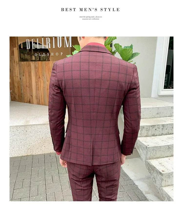2025 Suit (Blazer+ Pants) Men's Fashion Hosts British Style Work Business Wedding Casual Art Style Elegant Gentleman Suit M-5XL - AIAZ