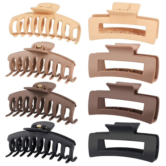 8Pcs Hair Clips for Women 4.3 Inch Large Hair Claw Clips for Women Thin Thick Curly Hair Big Matte Banana Clips Strong Hold jaw