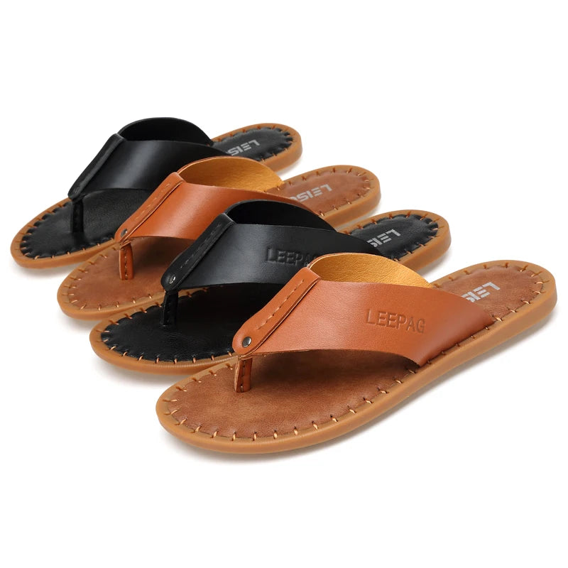 2024 Hot Selling Summer Anti Slip Men's Flip Flops Beach Camping Shoes Men's Home Flat Shoes High-quality Handmade Soles