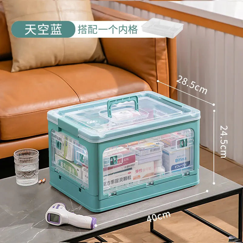Medicine  Large Capacity Household Storage Box Transparent Emergency Medicine Box Foldable Multi-functional Sorting Box