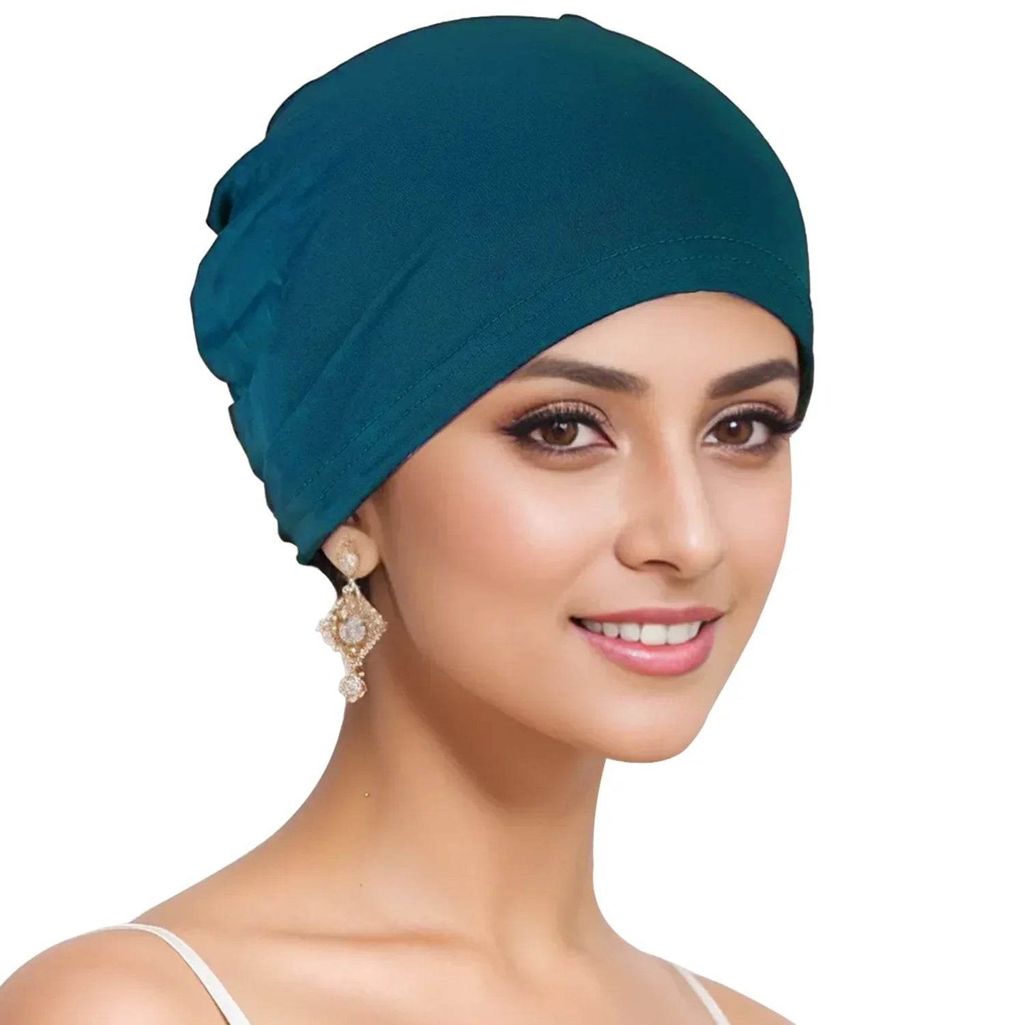 Muslim Turban Cap for Women Monochromatic Pullover Cap Hijab Hat Female Turban Fashion Accessories New - AIAZ