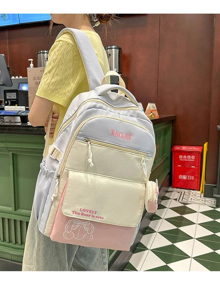 Schoolbag, a lightweight and large - capacity backpack designed for junior high school girls, aiming to relieve pressure and pro - AIAZ