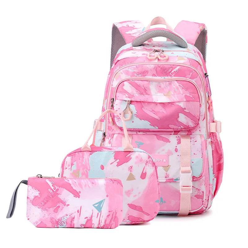 Middle School Student Backpack Children Set School Bags for Girls Kids Schoolbags Waterproof Book Bag With Lunch Bag Pencil case - AIAZ