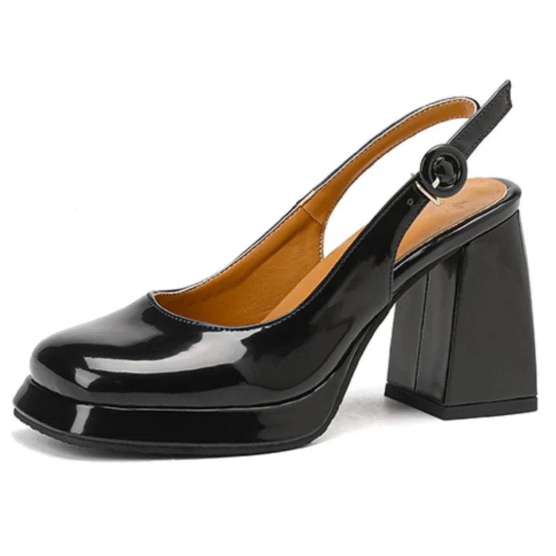 Slingbacks Summer Women Sandals Fashion Black White Pumps Shoes For Girls Elegant High Heels Wedding Shoes Ladies Large Size - AIAZ