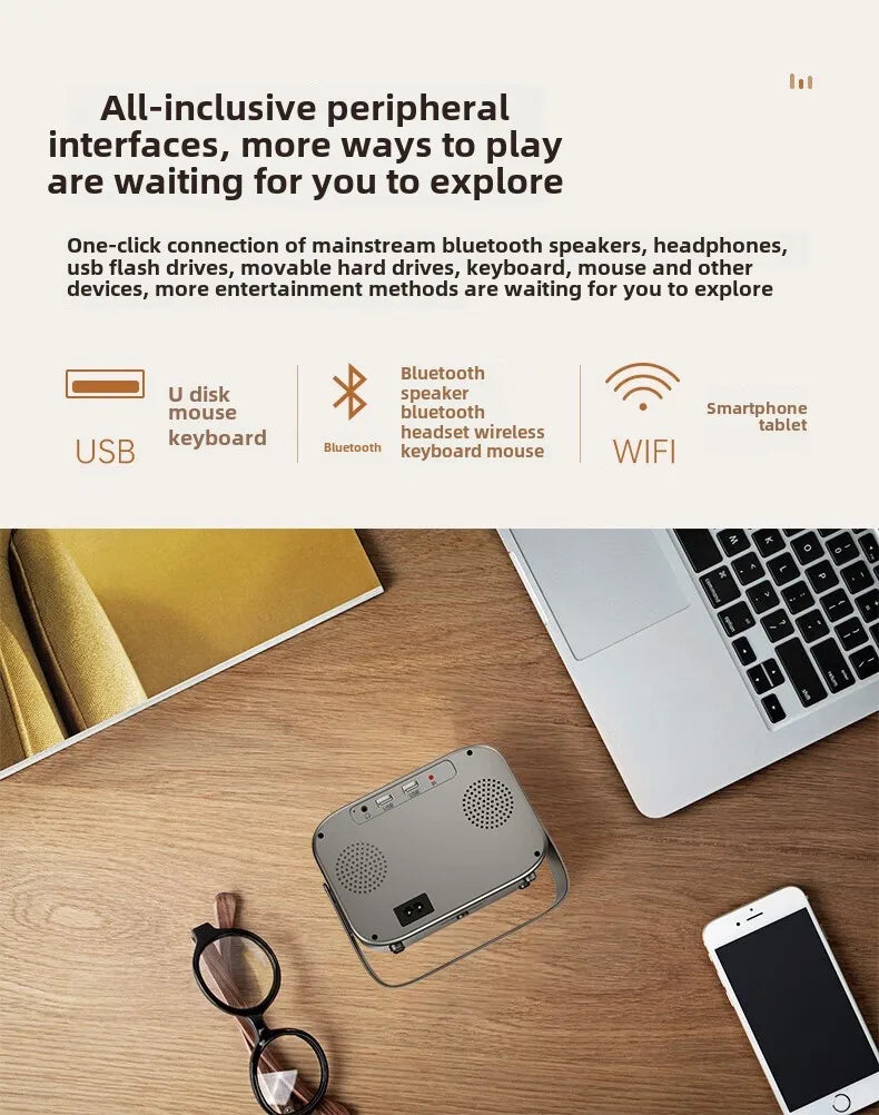 Portable Mini Projector for Home, High Definition, Smart Home Theater, Mobile Phone Screen, 4K Projector