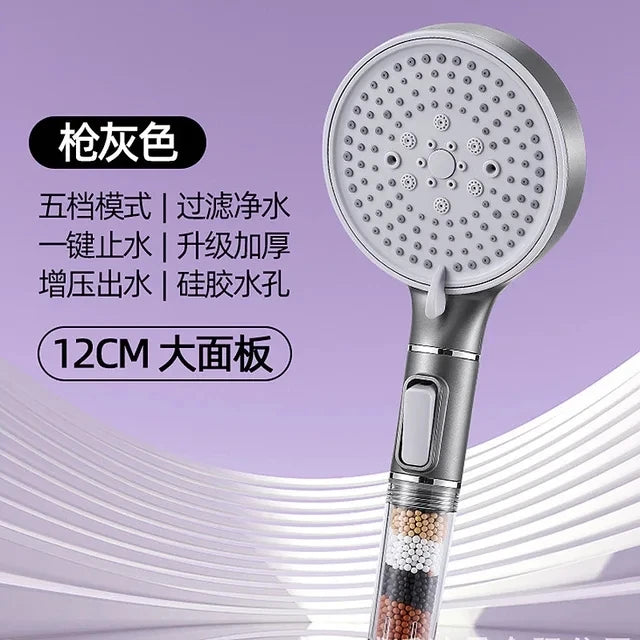 5 Modes High Pressure Shower Head Anti Limestone Filter Hygienic Remove Calcario Shower with Holder and Hose Bathroom Accessorie