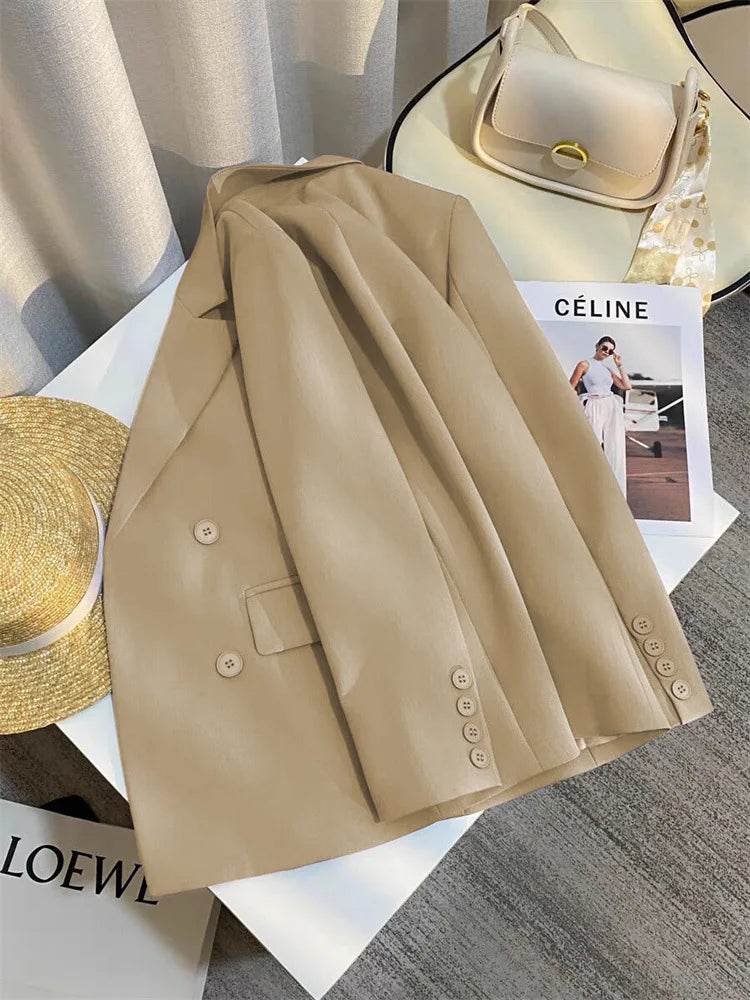 Casual Office Lady Blazer Women 2024 Fashion Long Sleeve Jacket Blazers Femme Outwears Coat Autumn Winter Clothes - AIAZ