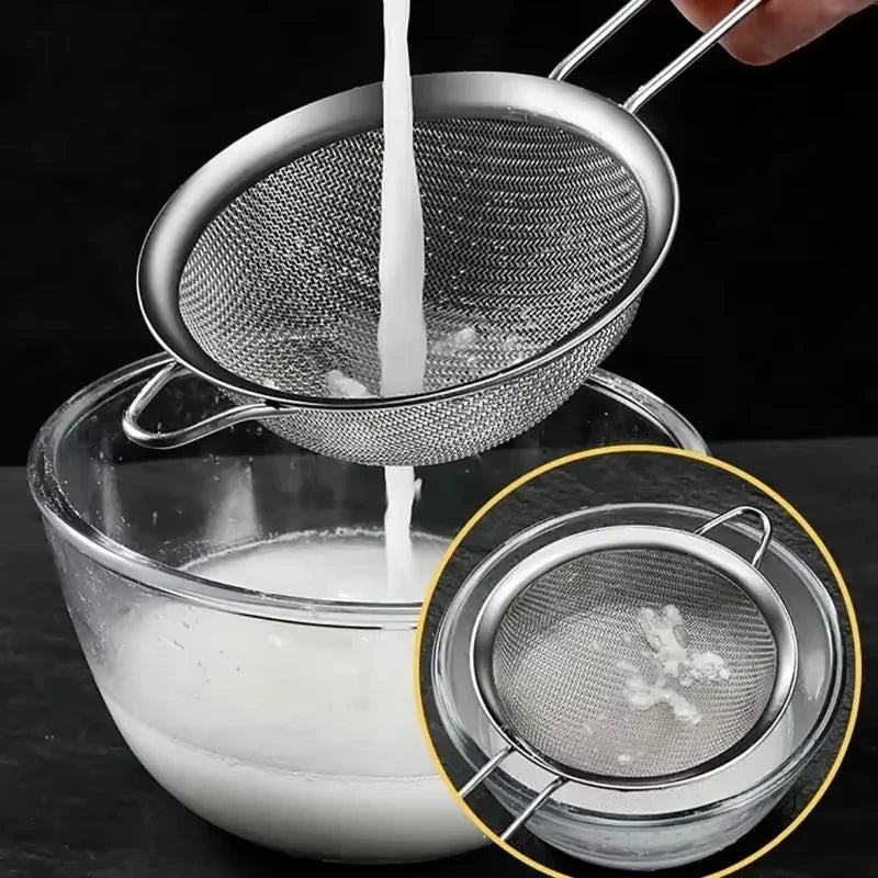 Stainless Steel Sieve Mesh Filter Slotted Spoon Kitchen Essential 3 Pack Fine Food Strainer with Long Handle for Cooking