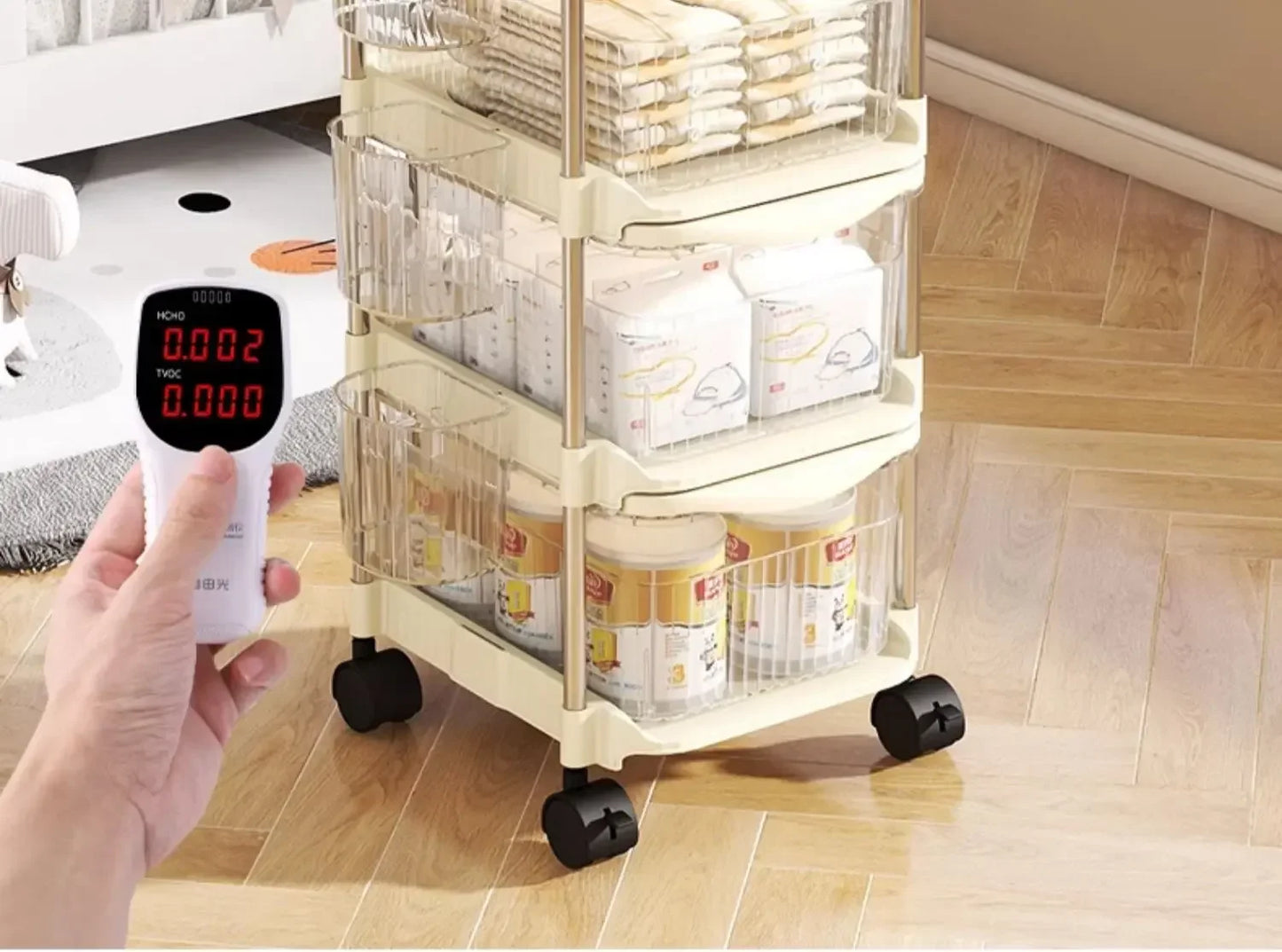 Small Cart Storage Rack, Snack Storage Rack, Multi-layer Storage Cabinet, Drawer Style Movable Baby Product Storages Rack