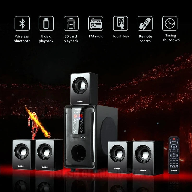 5.1 Floor-Standing Multimedia Sound Box Home Theater System 3D Surround Subwoofer 60W TV Bluetooth Speaker With Remote Control