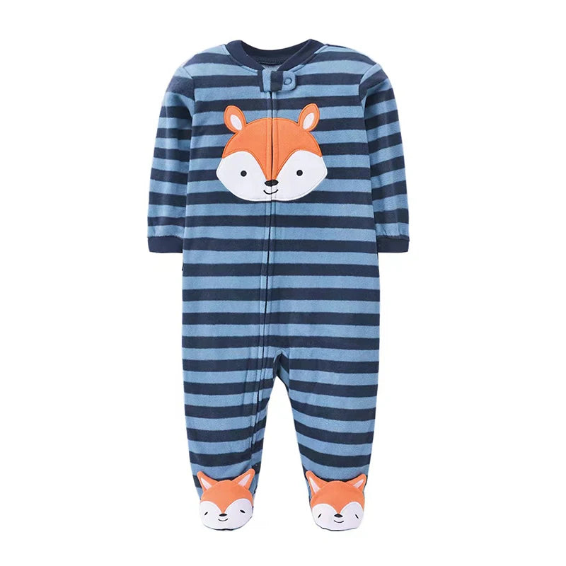 Winter Baby Boy Girl Rompers Clothes Zipper Fleece Autumn Warm Newborn Infants Pajamas Outfit Animal Jumpsuit Clothing 0 -12 M