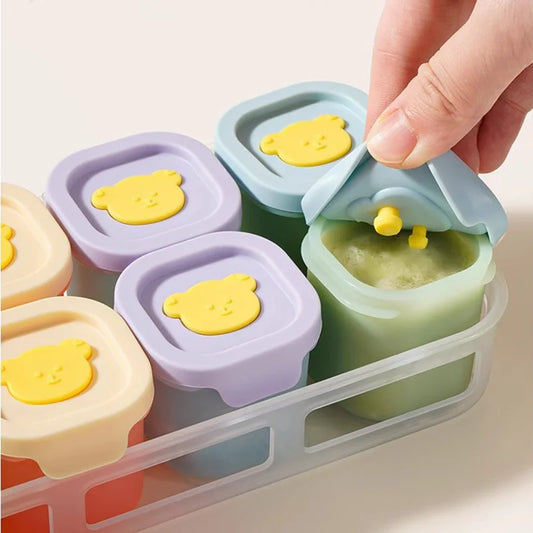 Baby complementary food box storage frozen compartment baby bear silicone mold complementary food packaging box