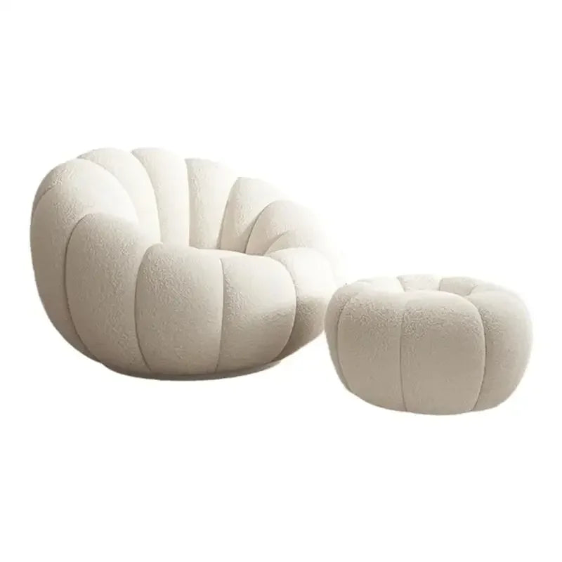 Lazy sofa that can be reclined or slept on, pumpkin sofa chair, small-sized lamb velvet fabric sofa, single sofa