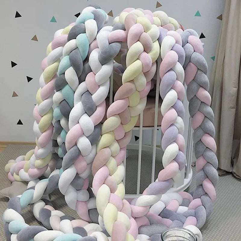 Infant Bebe 1-4M Crib Protector Cot Bumper Bed Braid Knot Pillow Cushion 3 Shares Baby Room Deco Bedding Accessory