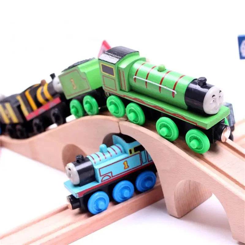 DIY Children Wooden Train Rail Track Accessories Toy Cross Track Railway Toys Compatible All Track for Kids Boys & Girls Gifts - AIAZ