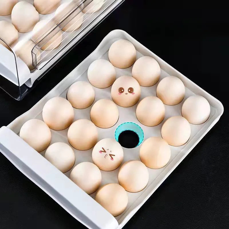 Refrigerator Egg Storage Crisper Drawer-type 40-grid Household Double-layer Egg Tray Kitchen Stackable Egg Rack