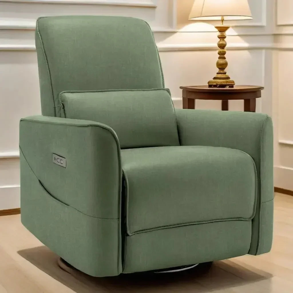 Nordic Minimalist Electric Swivel Recliner Chair, Power Rocker, Glider Nursery,Rocking of Faux Leather