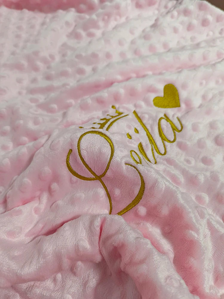 Personalized Bubble Minky Fleece Baby Blanket with Name DIY Custom Toddler Crib Stroller Blanket For Newborn Baby Birthday Gift