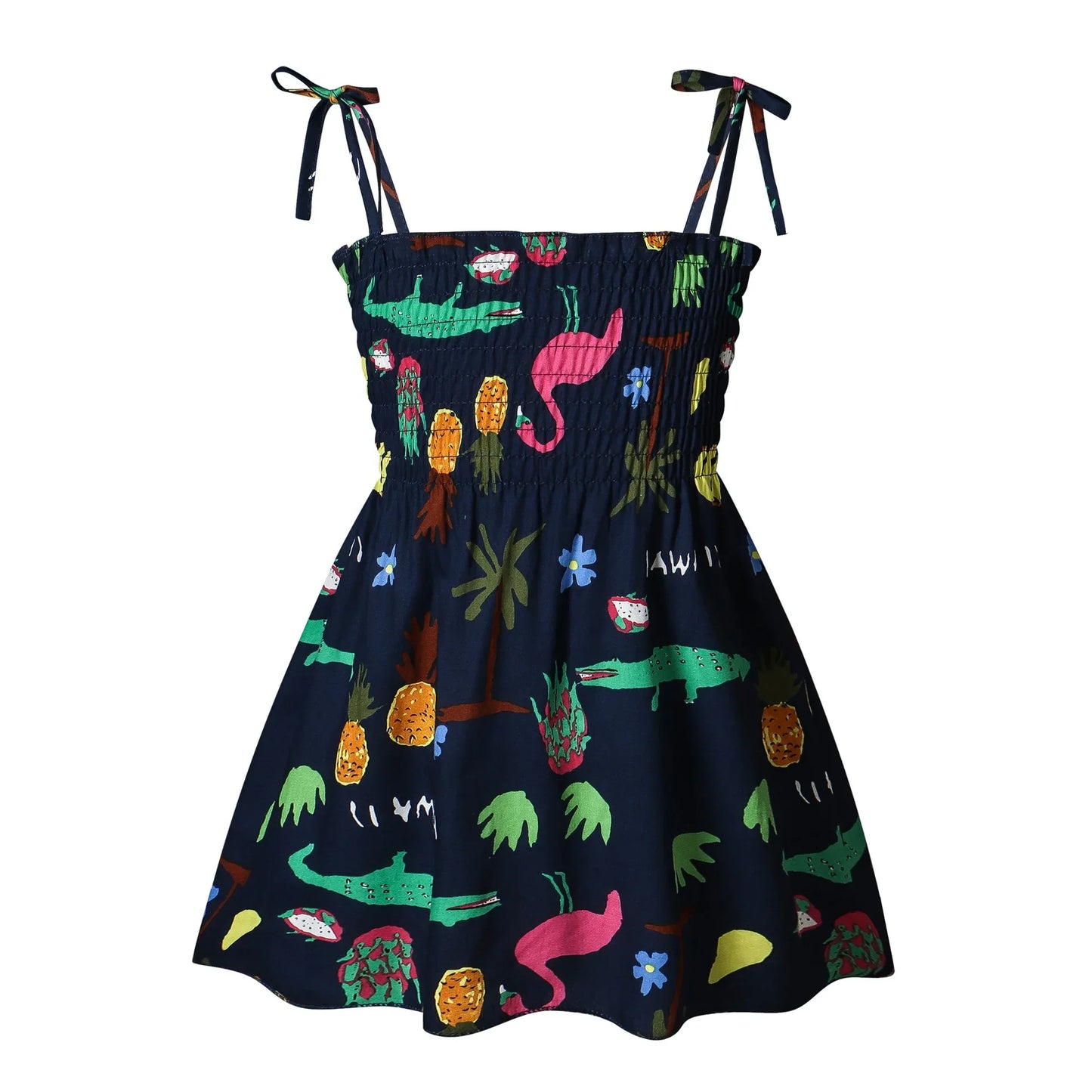 ‌2025 Summer Girls Princess Beach Dress Strapless Floral Print Sleeveless Party Wear Toddler Solid Color Casual Fashion 1-6Y