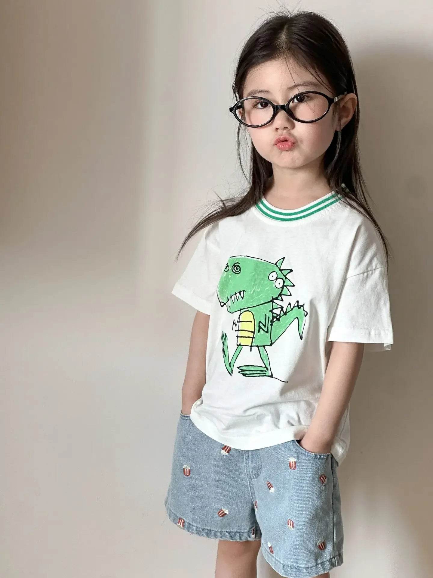 Fashion Cartoob Print Denim Kids Shorts Girls Pants Summer 2025 New Boys Summer Clothes Baby Loose Casual Pants - AIAZ