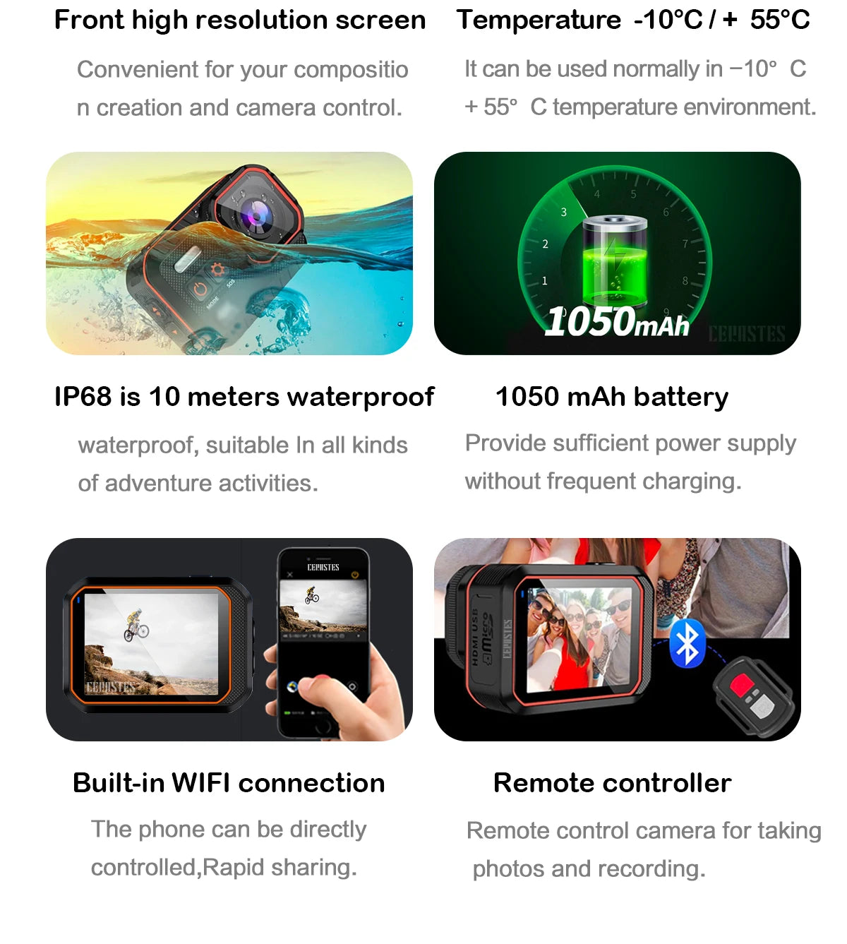 4K Action Camera 4K60FPS With Remote Control Screen Waterproof Sport Camera drive recorder Sports Camera Helmet Action Cam