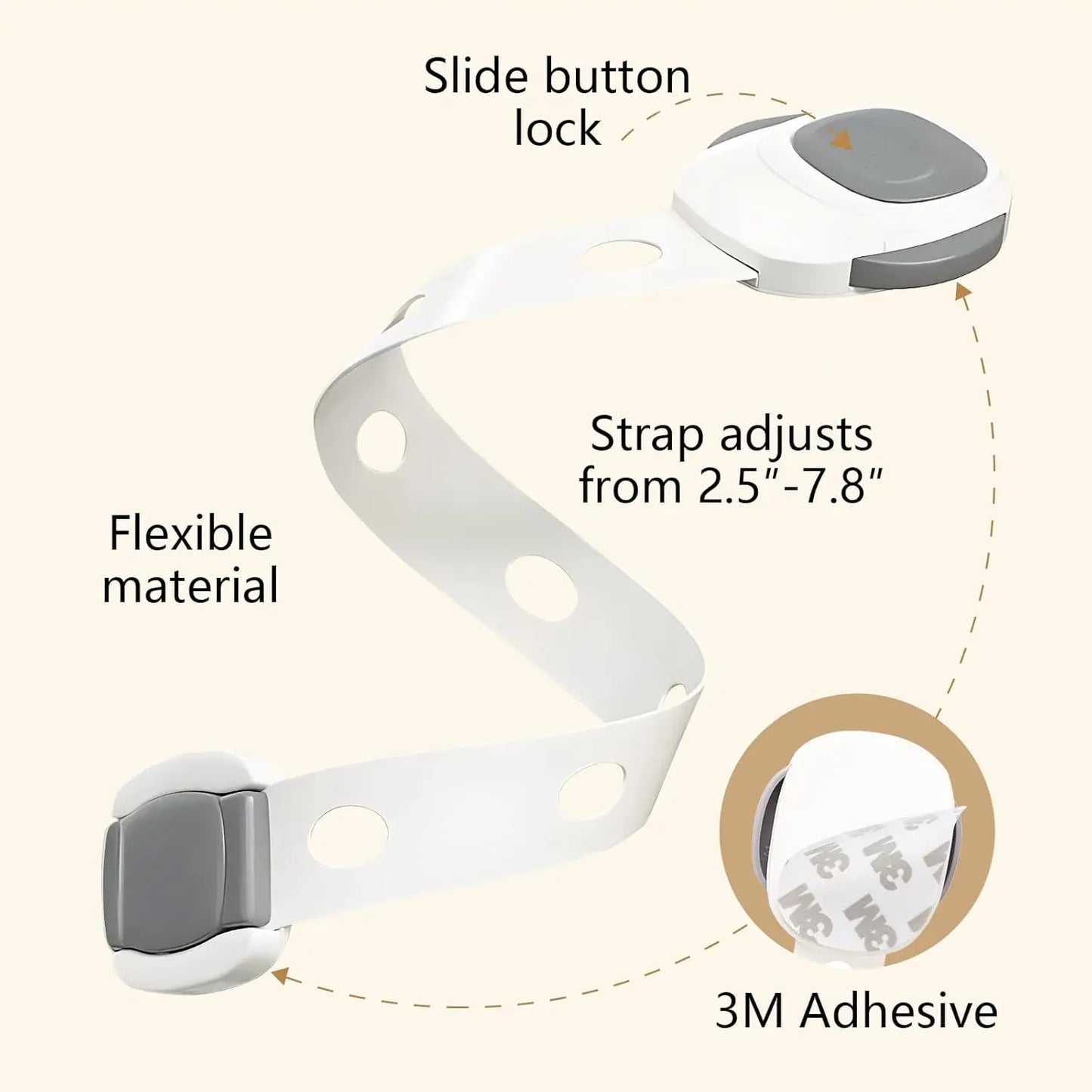 Baby Proof Toilet Lock - Child Safety Cabinet Locks for Toilet Seat, Drawers, Fridge, Doors | Easy Install with Strong 3M Adhesi