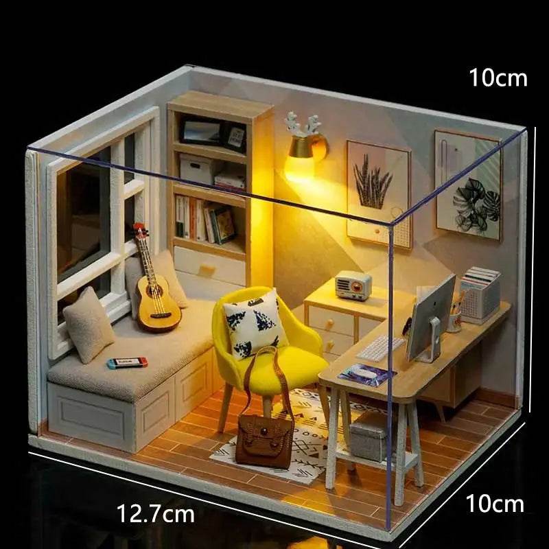Doll House Kit 3D Wooden Mini DollHouse Assembly Building with Furniture Kit Toys Children's Birthday Gift 3D Puzzle Handmade - AIAZ