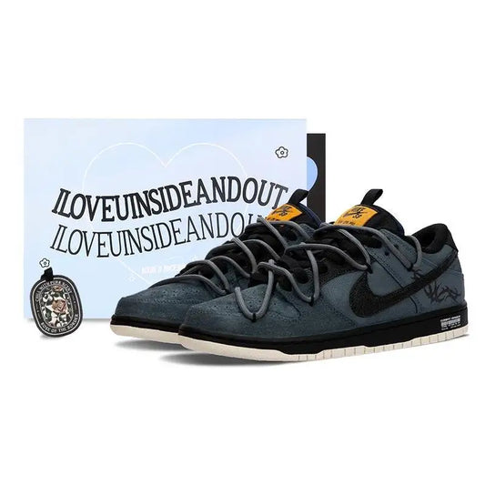 【Customize】Nike Dunk SB Skateboarding Shoes Unisex Low-top Black/Blue Sneakers shoes DX6775-400