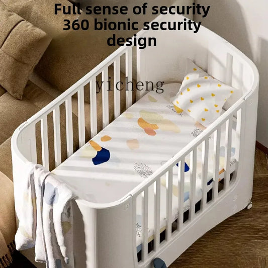zz  Movable Crib Bed Diaper-Changing Table Lifting Multifunctional Children's Bed Cradle Newborn