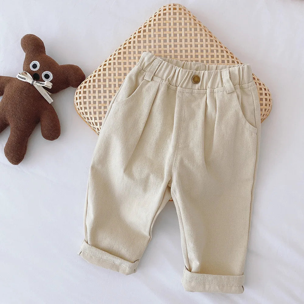 Children Pants Autumn Spring Casual Cotton Canvas Pants Fashion Kids Boys Girls Trousers