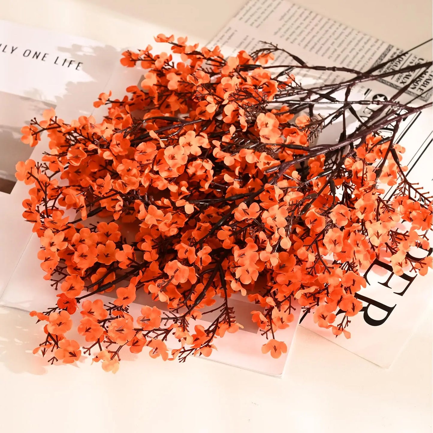 3/1Pcs Fall Babys Breath Artificial Flowers Fake Plants for Home Wedding Centerpiece Table Thanksgiving Party Autumn Decorations