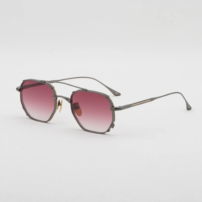 MARBOT Sunglasses Double Bridge Design Handmade Quality Alloy Rectangular Designer Brand Classic Alloy Glasses Outdoor UV400