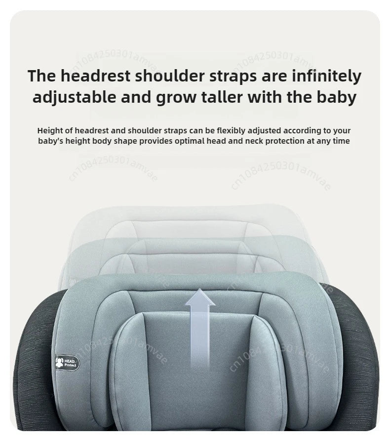Car safety seat, 0-12-year-old growth type safety seat, ISOFIX hard interface+LATCH stability is good, preventing rollover