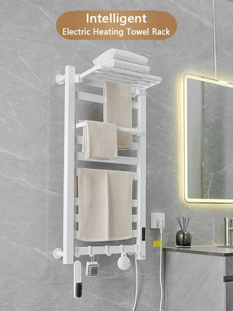 Smart Home Electric Heated Towel Rail Grey Electric Bathroom Bath Towel Dryer Warmer Heaters Punch Free Towel Rack Radiator 110v