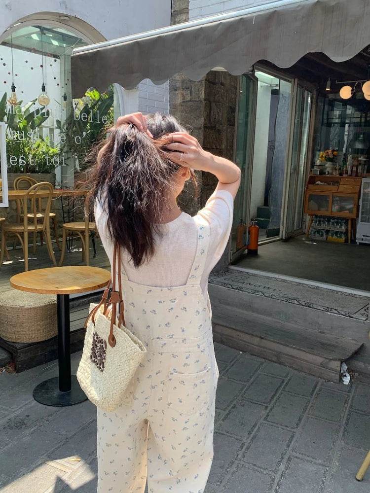 Jumpsuits Women Cute Lively Fashion Simple Floral New Autumn All-match Simple Temperament Korean Style Tender Straight Trousers - AIAZ