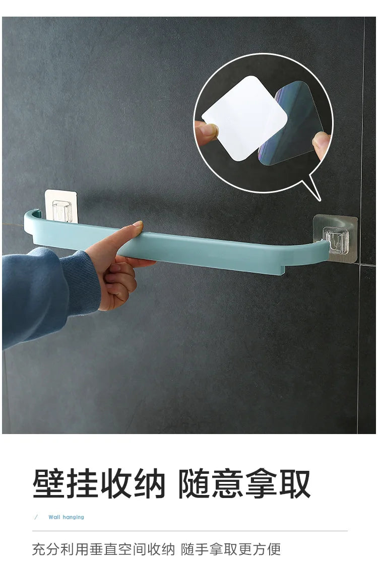Bathroom Shelf PendantToilet Paper Holder Plastic Self-adhesive Towel Rack Wall-mounted Hanging Hook Bathroom Supplies