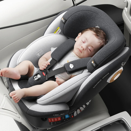 360°Rotating Baby Car Seat 0-12Yrs ISOFIX Child Safety Seat 5-Point Harness Lie-Flat Infant Carrier with Side Impact Protection