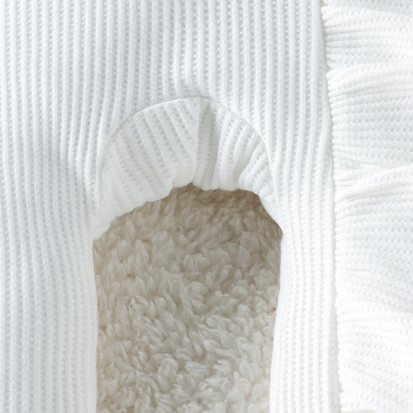 2PCS Autumn New Style 0-1 Year Old Girl Baby Sweet And Cute Solid Color Flying Sleeve Waffle Long-Sleeved Jumpsuit + Hair Band